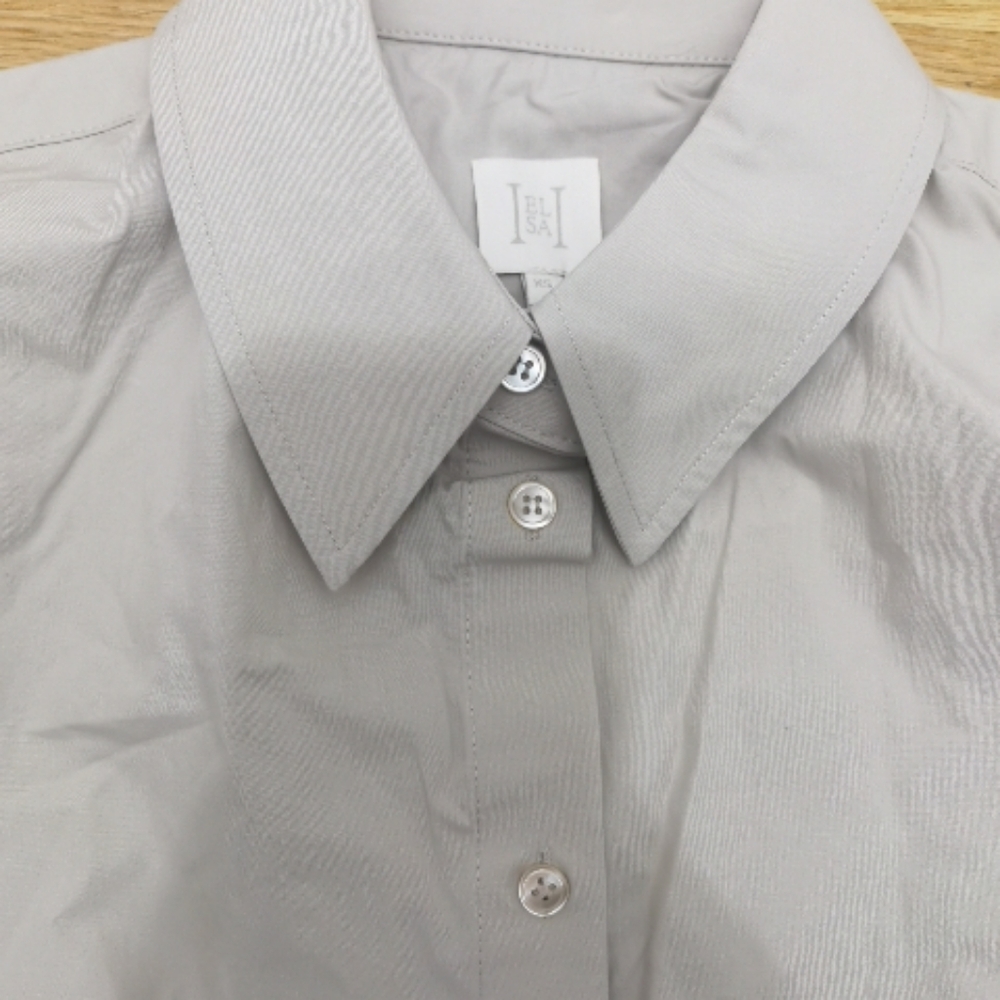 HELSA Poplin Lace Back Cotton Shirt - Picture 6 of 7